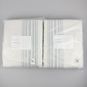 Pottery Barn Riviera Stripe Blackout Curtains 50x96 Set of 2 Porcelain Blue NWT